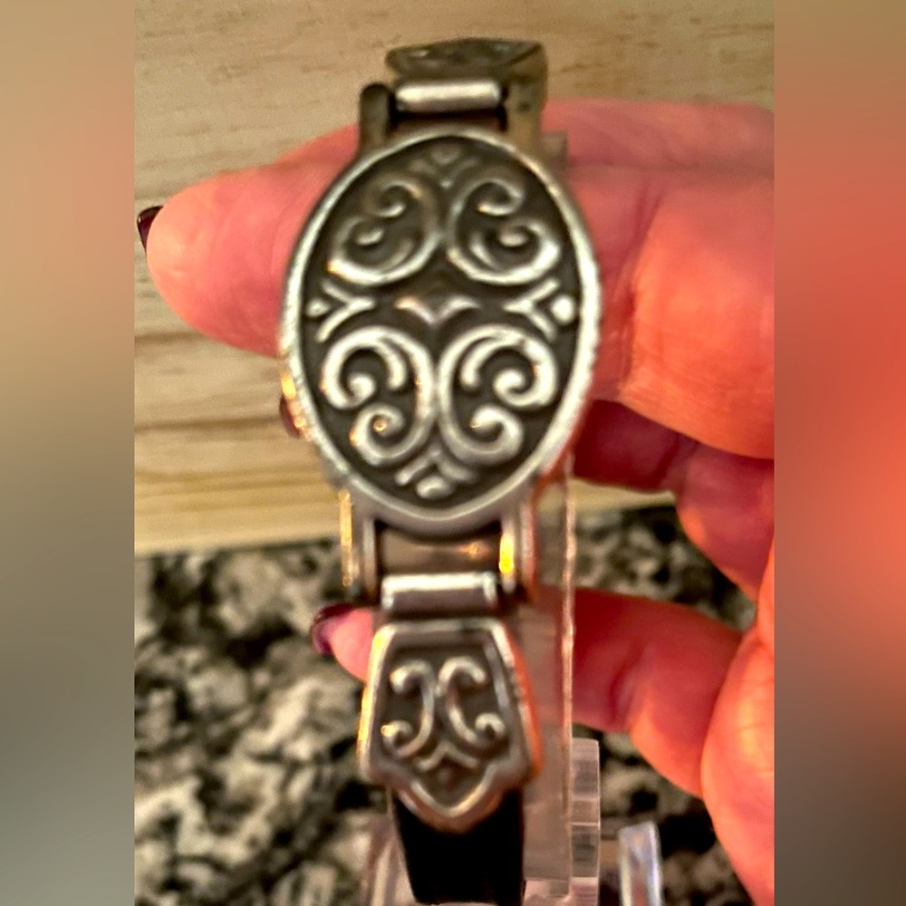 Brighton, black, leather and silver bracelet